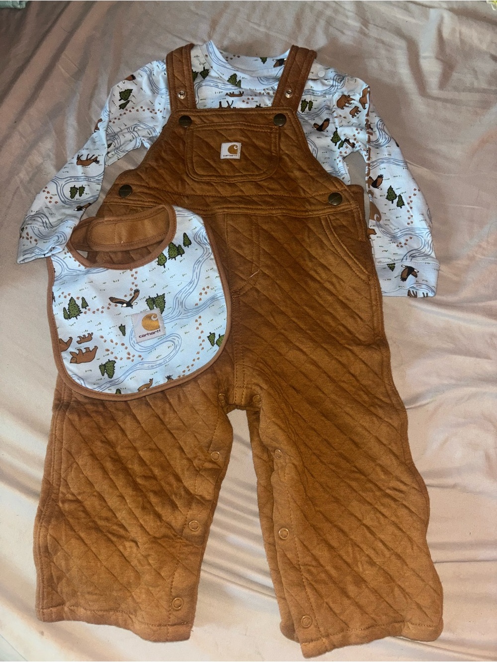 Carhartt Quilted Tan Brown Toddler Overalls